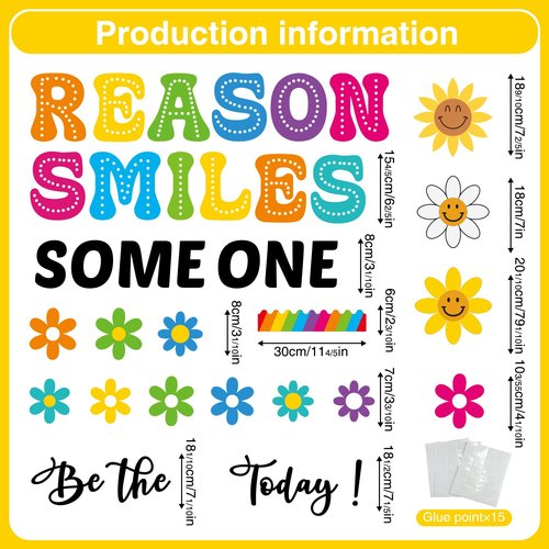 Welcome Back to School Bulletin Board Decorations, Be The Reason Someone Smiles Today Bulletin Board Decor Sets for Smiley Face Classroom Decor, Boho Theme Back to School Decorations for Classroom