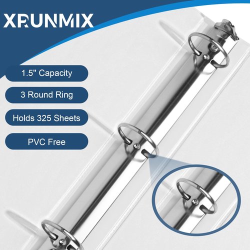 1.5-Inch 3-Ring Binder with Pockets, 1-1/2’’ Premium View Binders with Three Ring Binders Holds up to 325 Sheets US Letter Size, Bulk Pack of 6, Perfect for Home, Office, and School (1.5-inch) White