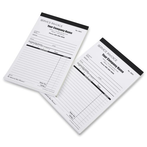 Custom Service Invoice Carbonless Form with Your Company Name - 2 Books (100 Sets) Numbered