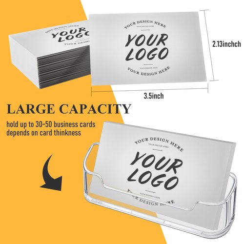 Yookeer 24 Pack Business Card Holder Acrylic Desk Display Clear Display Holder for Business Card Paper Holder Stand for Office Desktop Paper Brochure Supplies