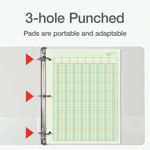 Adams Columnar Analysis Pad, 8 Column Ledger, 8.5" x 11", 100 Pages (50 Sheets), Green, 3 Hole Punch, for Accounting, Bookkeeping & Data (ACP85118)