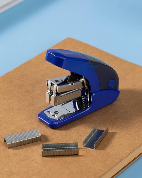 PAPERPAL Mini Stapler Set - Effortless 20 Sheet Capacity with Integrated Remover & Storage | Dark Blue