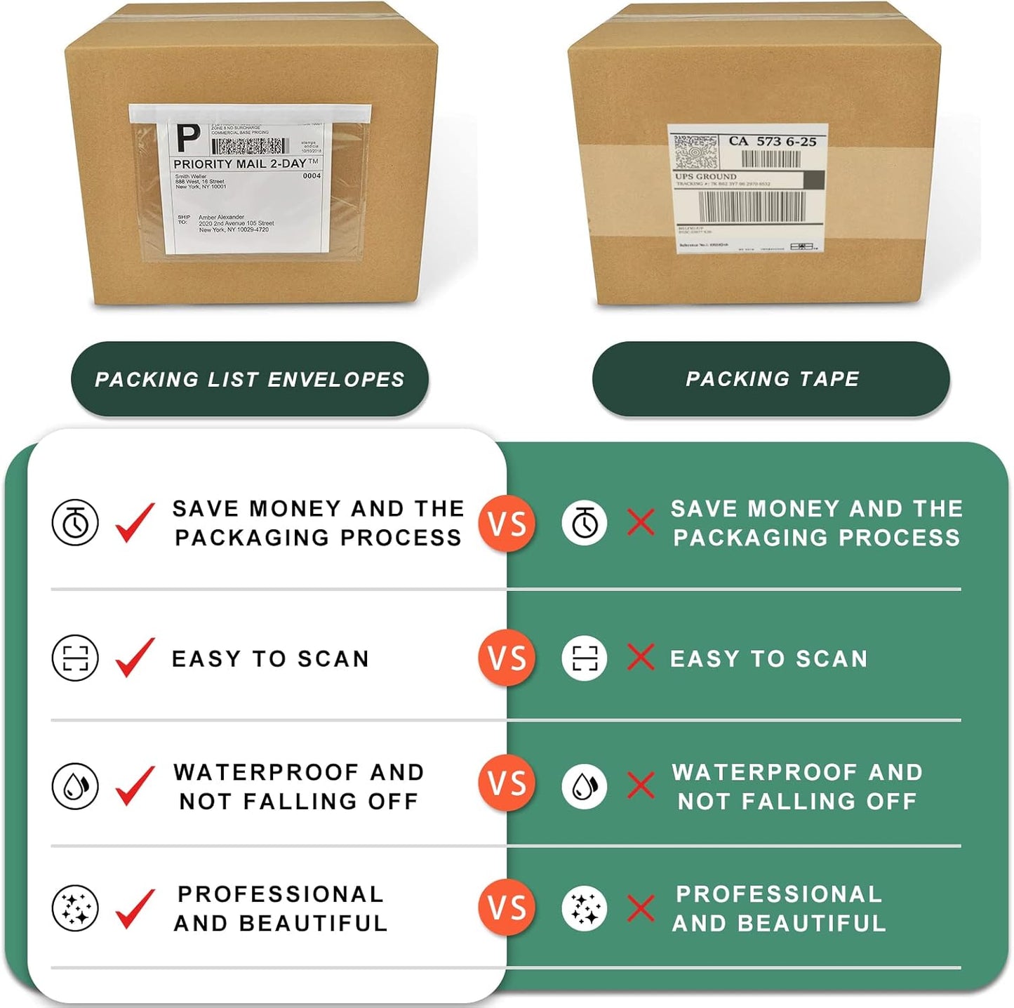 Skiennix Packing List Pouches - 100 Pack Clear Adhesive Shipping Label Envelopes | 7.5" x 5.5" Size