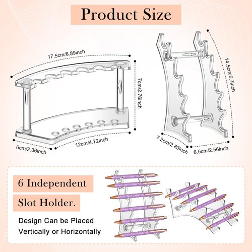 Lincia 10 Pack Pen Display Stand, 6 Slots Plastic Pen Holder, Display Eyebrow Makeup Brush Rack Organizer for School Office Supplies, 2 Style(Clear)
