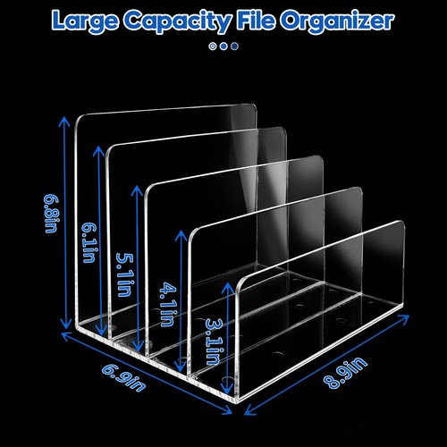 2PCS Clear Acrylic File Organizer for Desk