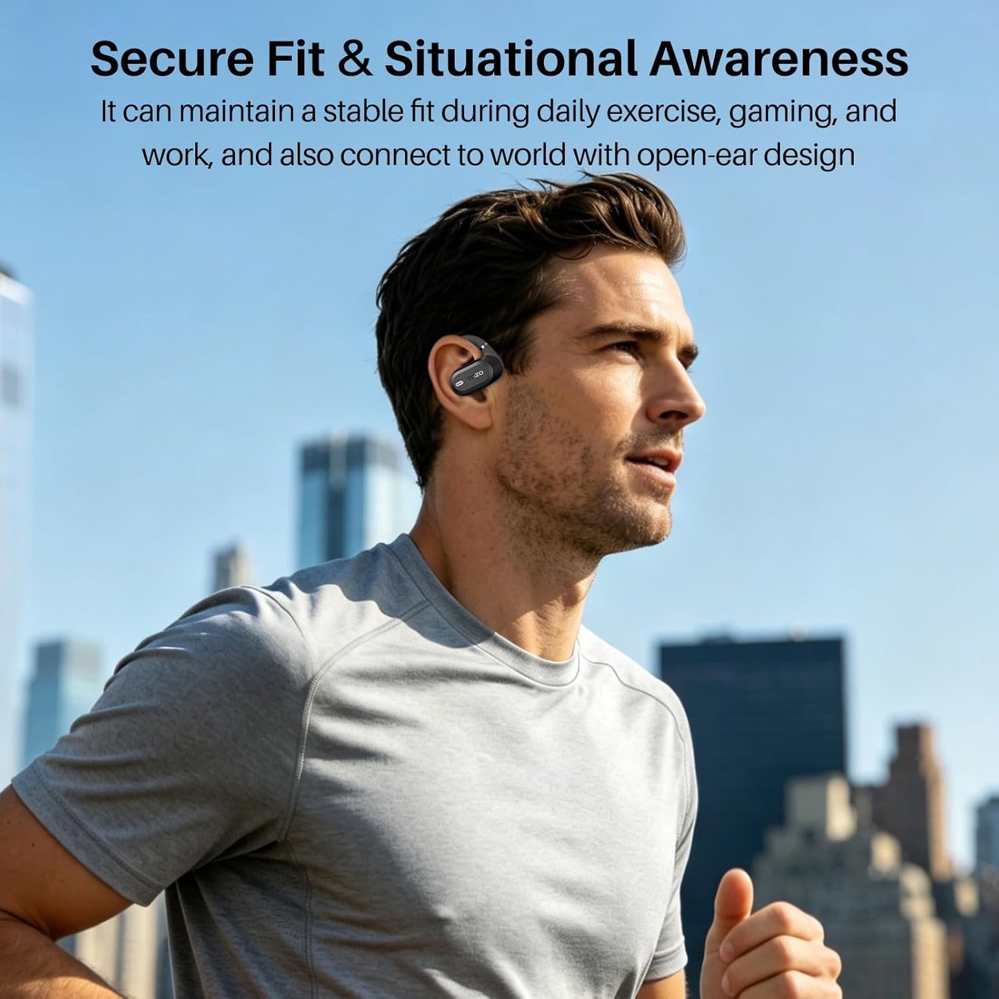 TOZO OpenWear AI Translation Earbuds - Real-Time 145+ Languages, 60H Battery Life, Bluetooth 5.4