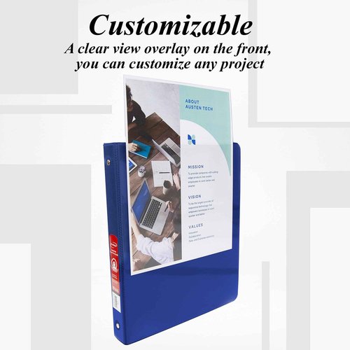 BAZIC Products 3 Ring Binder 1" Economy View Binders Organizer - Blue, Round Ring, Hold 175 Sheets Paper, for School Office Home, 12-Count