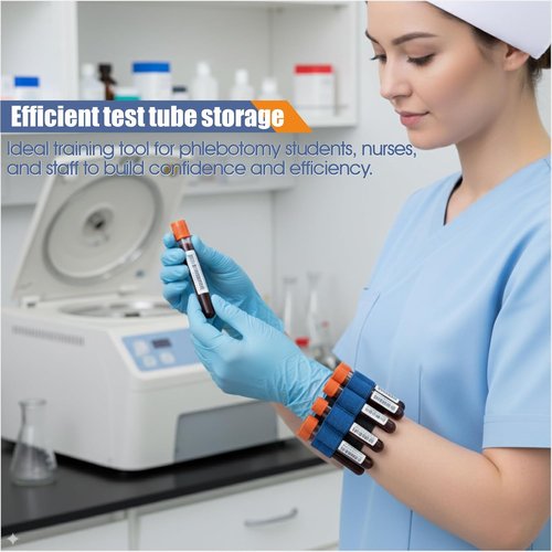 Phlebotomy Tube Holder Wristband - Hands-Free Blood Draw Accessory with 8 Collection Tubes | Ideal for Nursing Students & Training Labs (5 Pcs Set)
