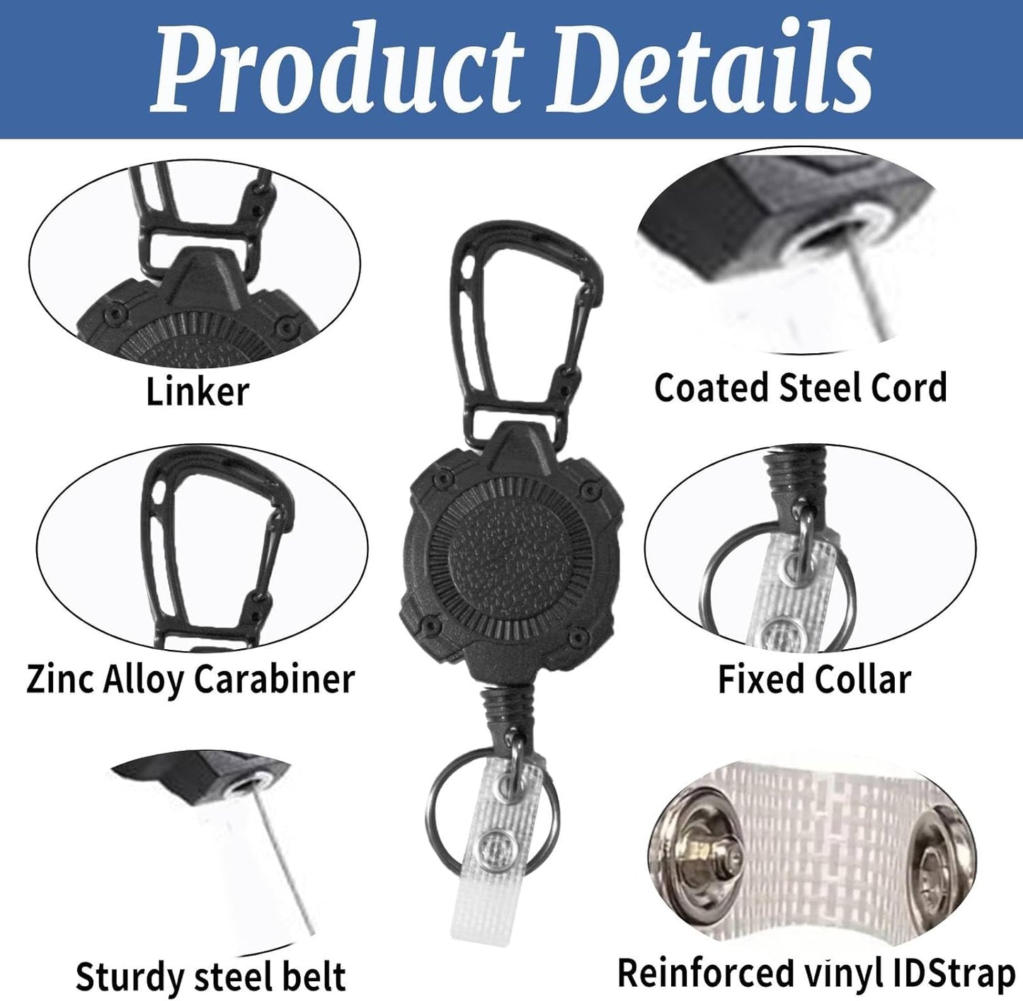 Skiennix Retractable Keychain - Heavy Duty Badge Reel with Clip for ID Cards | Durable Design