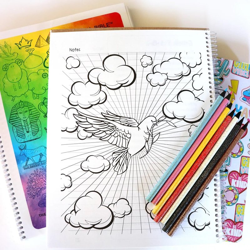Spiral Bible™ for Kids In the Beginning, The Book of Genesis | Bible Companion for Children | Lay Flat Pages for Coloring, Drawing & Learning Scripture | 8.5" x 11" Notebook, 3.5in Margins