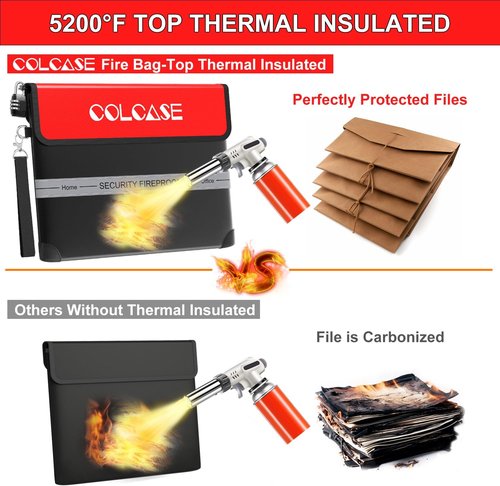 COLCASE Fireproof Document Bag - Heat Insulated & Waterproof Zipper Storage for Valuables | 15 x 11 Inches