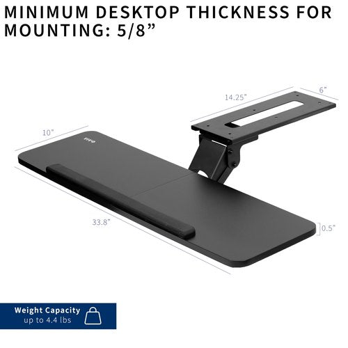 VIVO Adjustable Computer Keyboard and Mouse Platform Tray, 34 x 10 inch Ergonomic Under Table Desk Mount Drawer Underdesk Shelf, Black, MOUNT-KB36B