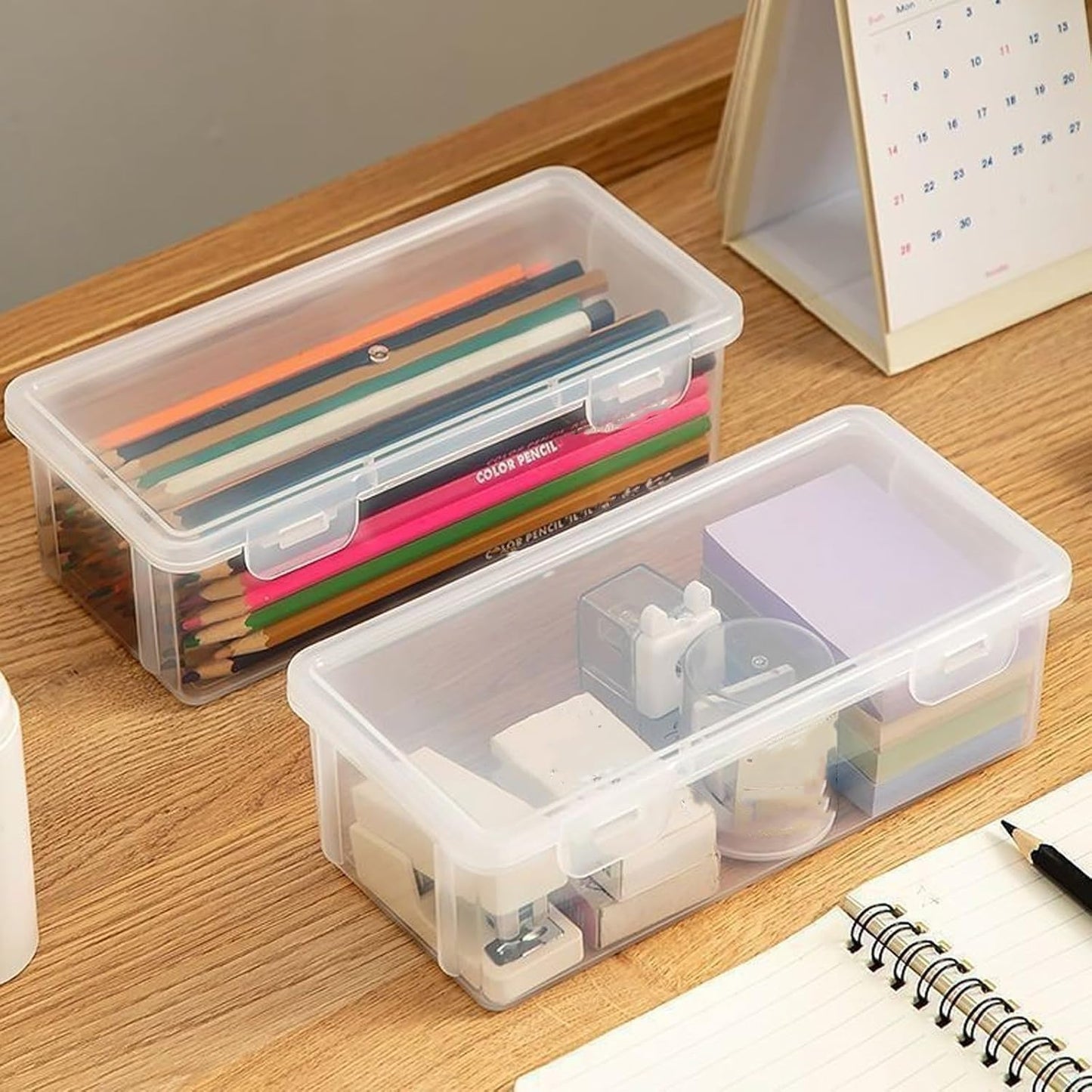 1 Pack Plastic Pen Holder,Capacity Pencil Boxes Clear Holder for Desk Office Desk Organizer,Style 1