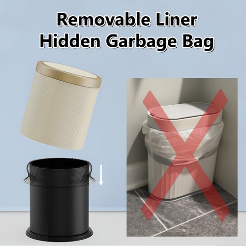 URALFA 3.7 Gallon Motion Sensor Bathroom Trash Can with Lid,Automatic Waterproof Touchless Garbage Can, Smart Plastic Trash Bins Suitable for Toilet, Office, Bedroom, Kitchen (Cream White)