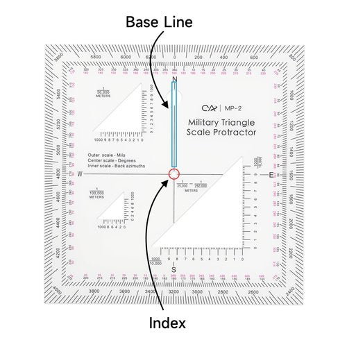 CYA Military Map Protractor Coordinate Scale Map for Land Navigation, Military Style UTM/MGRS Coordinate Scale