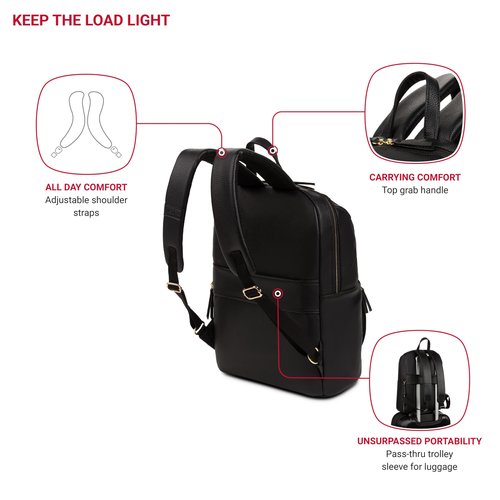 SwissGear Serenity Luxe Women's Laptop Backpack, Black, 16 Inches