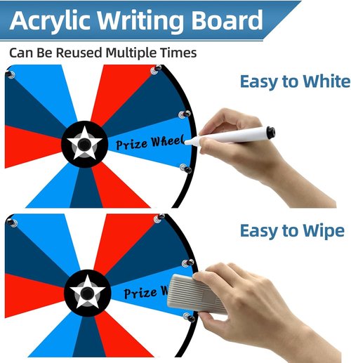 Skiennix 12 Inch Prize Wheel - Heavy Duty Spinning Game Wheel with 12 Color Slots & Stand