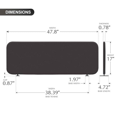 DECOLAB Desk Divider, Portable Desktop Privacy Panels Partition for Study, Home Office, Workplace, Students, Free Standing, Anti-Scratch, 48"x18", Iron
