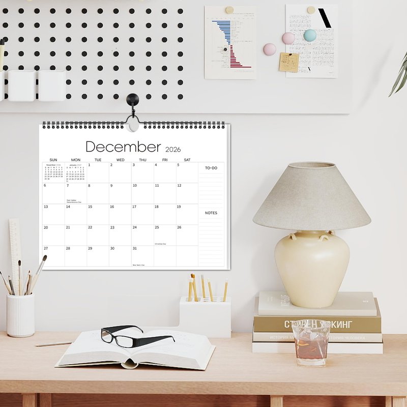 Aesthetic Wall Calendar 2026-2027, 18 Monthly Horizontal Hanging Calendar from January 2026 to June 2027, 14.5" x 11.5" Minimalist Modern & Simple Paper Wall Calendar for School, Home, Office