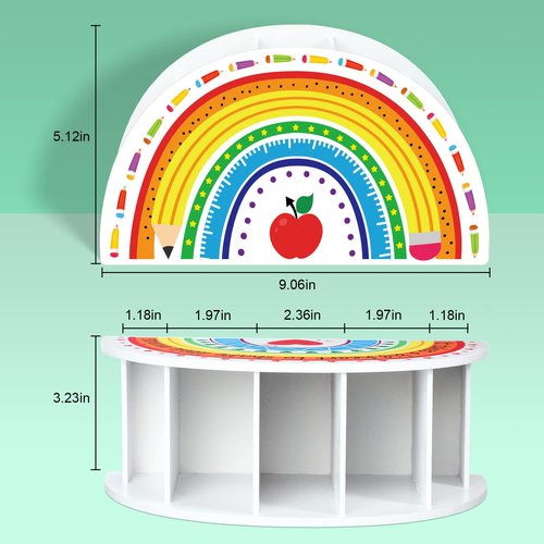 Wooden Rainbow Pencil Holder Pen Holder Teacher Appreciation Gifts from Students Pencil Organizer Brushes Makeup Brush Crayon School Teacher Supplies for Kids Girls