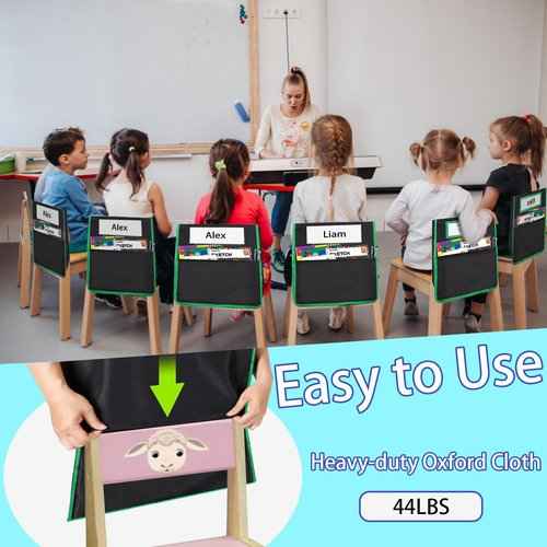 24pcs Chair Pockets for Classrooms 15.6 x 16.8 Inch, Seat Sacks for Classroom Chairs, Classrooms Chair Pockets, Student Chair Pockets Organizer with Multiple Pockets for Books, Stationery & Supplies