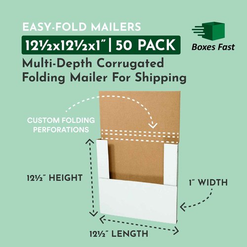 Boxes Fast Small Business Packaging, Shipping Box 12.5" x 12.5" x 1" Bulk | Cardboard, Gift, Storage, Large, Double Wall Corrugated Boxes