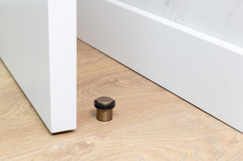 Set of 2 Door Stoppers | Threaded Base | Brass | Tools, Screws + Fixing Plug | EVI Herrajes