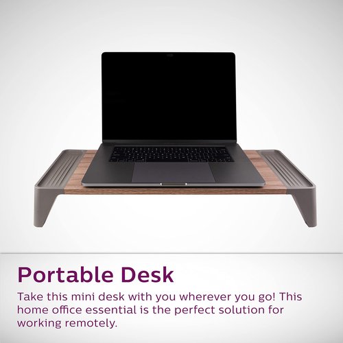 Philips Wooden Stand, Supports Up to 20bs, Space Saving Style, Portable Desk, Work from Home, Office, Travel, DLK0100W/37, Walnut