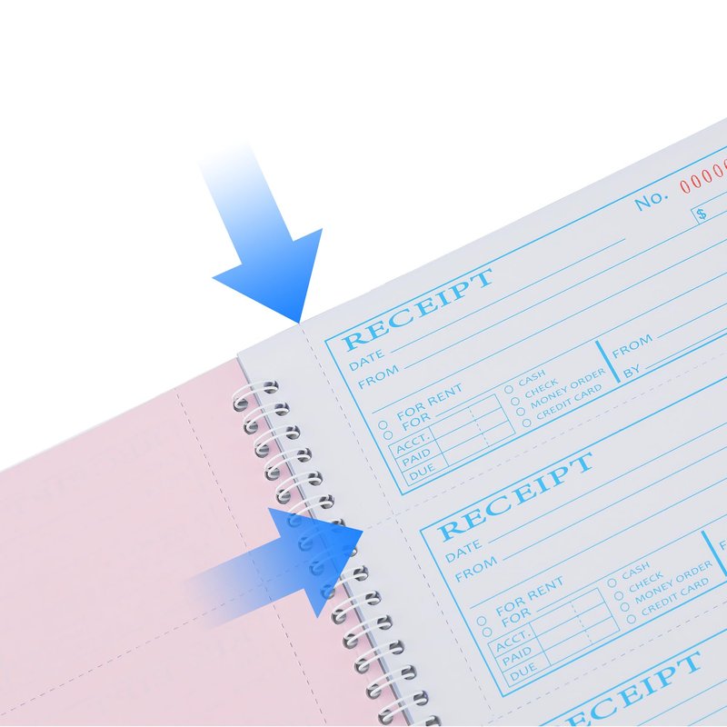 Receipt Books with Carbon Copies,Money and Rent Receipt Book,3-Part Carbonless,5.31" x 11.22",Receipt Book for Small Business,Blue,Yellow and Pink Copy,100 Sets Per Book