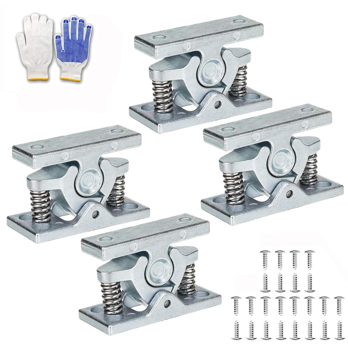 Heavy RV Door Holder Zinc Alloy Trailer Door Latch, Spring Loaded Double Roller Catch Easy Lock Stop for Trailers, Boats, Garage, Cabinets & Home Use with Screws (4 Pcs)