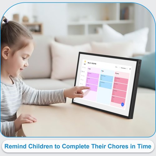 BQQJDD 10.1 Inch Digital Calendar+Digital Picture Frame, 2025-2026 Desk Calendar Smart WiFi Planner&Chore Chart, IPS HD Interactive Touchscreen Display For Family Schedules