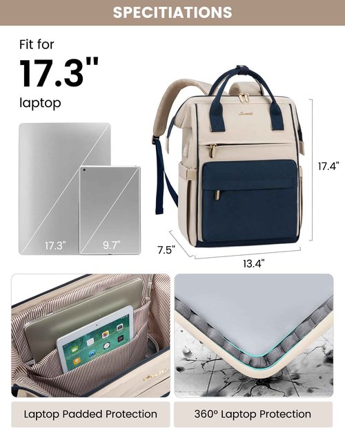 LOVEVOOK Laptop Backpack for Women,17 Inch Work Teacher Nurse Bag,Business Computer Backpack Purse with USB Port,Stylish Casual Daypack for Travel