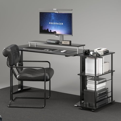 PROXRACER Height Adjustable Computer Tower Stand, 3-Tier CPU Holder Cart Printer Stand Mobile PC Laptop Standing Table Home Office Gaming Accessories with Rolling Wheels,26.4 * 45in