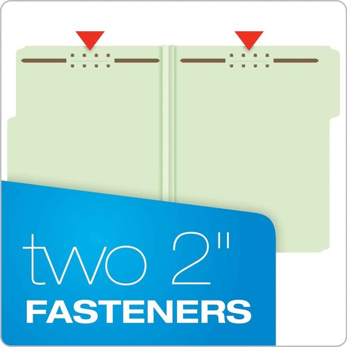Pendaflex Pressboard Fastener Folders, Letter Size, Light Green, 2" Expansion, 1/3 Cut, 25/BX (17181) (Pack of 2)