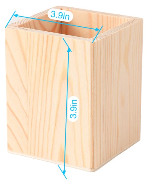 Xhqsulsclac Pen Cup Holder 12pcs Pine Square Pen unfinished Holder 3.1X3.1X3.9in Pencil Holder Multipurpose Pencil Cup Wooden DIY Pen Holder Desktop Organizer for Office Home