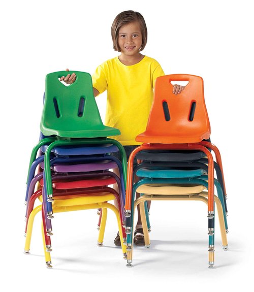 Jonti-Craft Berries 8118JC1008 Stacking Chair with Powder-Coated Legs, 8" Height, Red