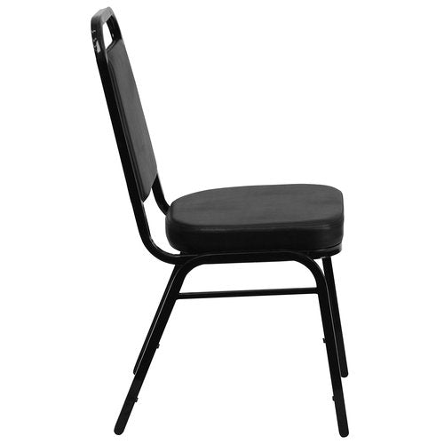 Flash Furniture HERCULES Series Trapezoidal Back Stacking Banquet Chair in Black Vinyl - Black Frame