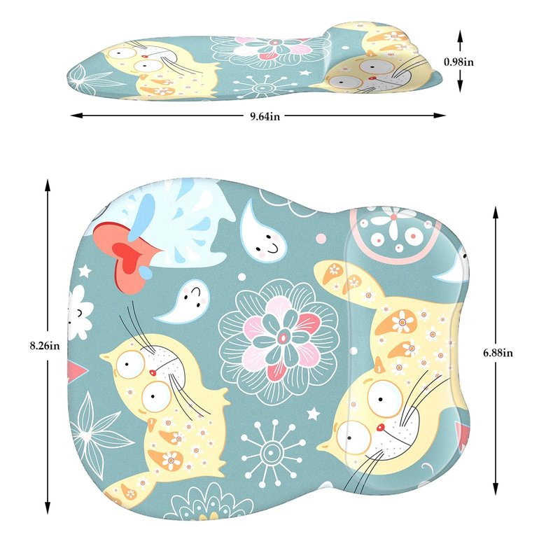 EooCoo Ergonomic Mouse Pad with Wrist Support, Mousepad with Memory Foam Wrist Rest and Non-Slip Base for Computer, Cafe, Home & Office, 9.64 x 8.26 in