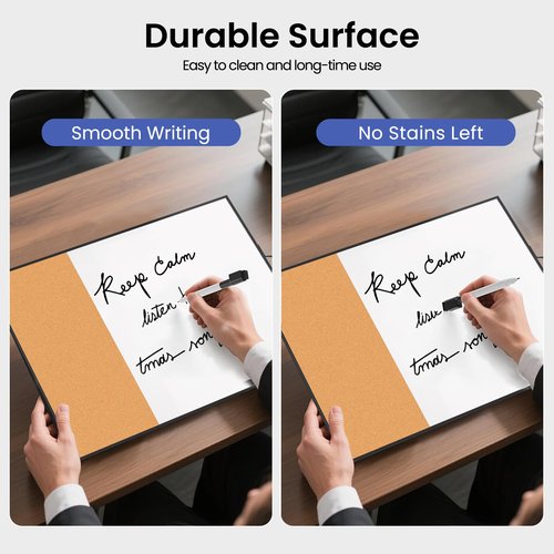 Lumspax Small White Board 16" x 12" for Wall, Portable Black Aluminum Framed Whiteboard with Cork, Combination Modern Dry Erase Board with Handle for Home, Office, School