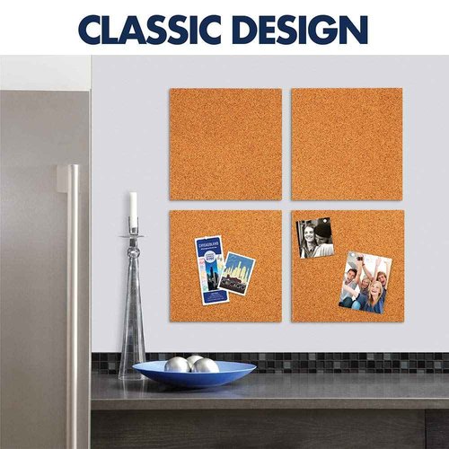 Quartet Cork Tiles, Bulletin Board Cork Panels 12" x 12" x 3/16", Natural, (102) (Pack of 24)