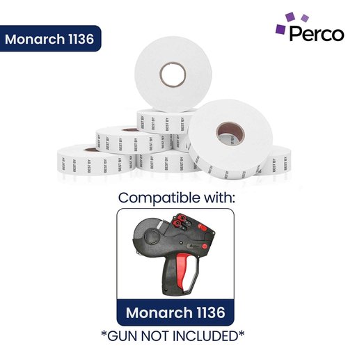 Perco Best by Labels for Monarch 1136 Price Gun - Buy 2 Sleeves Get 1 Free | 24 Rolls, 42,000 Marking Labels - with Bonus Ink Rolls