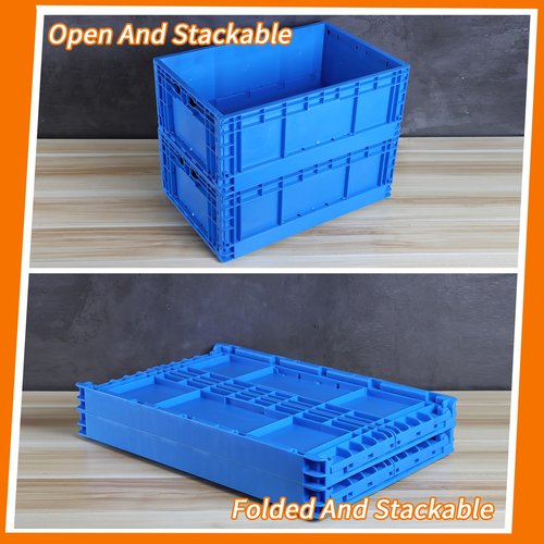 QTJH Collapsible Storage Bin Containe 52 Liter Transfer Open Bins plastic storage box,milk crates heavy duty Transit storage (2)