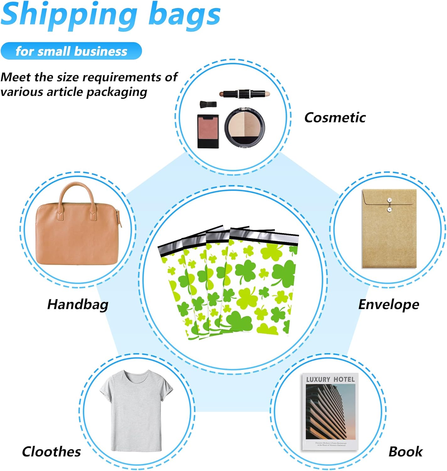 St. Patrick's Day Poly Mailers - 10x13 Inch Waterproof & Tear-Resistant Shipping Bags | 25 Pcs with Clover Print