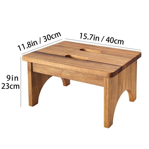 Wooden Step Stool, One Step Stools for Adults, 9'' Small Kitchen Stepping Stool,Heavy Duty Beside Step Stools for High Beds, Bedroom Foot Stool
