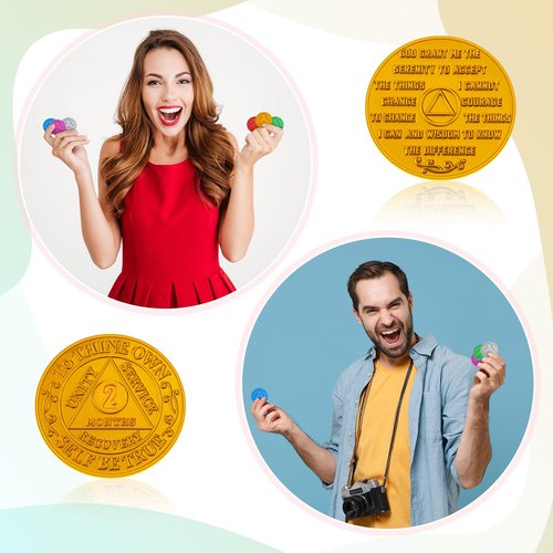 Siifert 60 Pcs Recovery AA Chips and Medallions Bulk Sobriety Chips AA Tokens Alcoholics Anonymous Medallion Aluminum Include 1 2 3 6 9 Month and 24 Hour Commemorative Lot Colored
