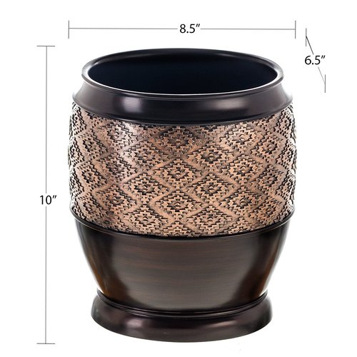 Creative Scents Dublin Brown Small Trash Can with Lid 1.26 Gal / 4.8L - Decorative Waste Basket, Durable Resin Slim Bathroom Covered Garbage Can Wastebasket Bin for Diaper/Paper