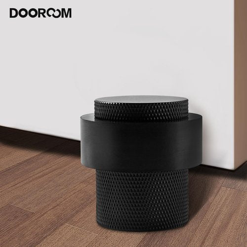 DOOROOM 1-1/2 Inch Length 1-3/5 Height Magnetic Door Stopper Heavy Duty Magnetic Door Catch Door Holder Brass Wall and Floor Mounted Hardware Quite Doorstop Keep Door Open, 4 Pack, Matt Black