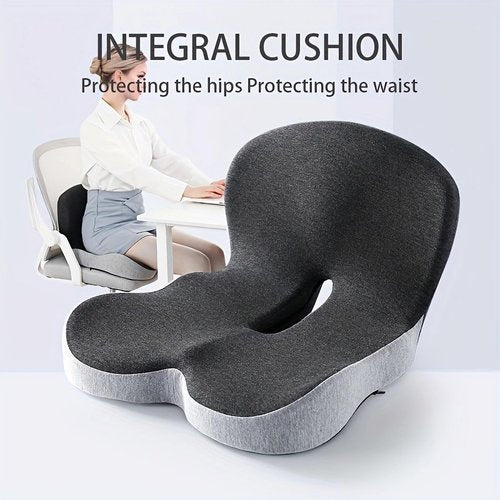 Gonexway Memory Foam Contoured Seat Cushion with L-Shaped Ergonomic Design for Office Chair Car Seats Seat Cushion for Truck Driver, Truck Car Seat Cushions for Driving Lumbar Support(Black)