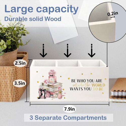 SNNDER Inspirational Gifts for Women Teen Girls Toothbrush Holder, Pink and Gold Bathroom Decor, Be Who You are Motivational Wooden Pen Pencil Holder Organizer for Home Office Desk Accessories