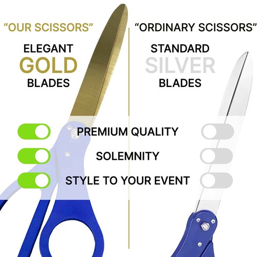 Big Ribbon Cutting Ceremony Kit - 25 Inch Blue Scissors for Grand Opening and Blue Satin Ribbon for Grand Events Business Openings and Inaugurations